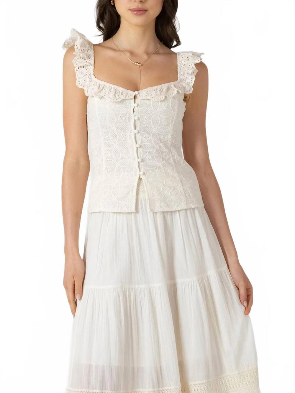 NEW DEX eyelet tank top in cream